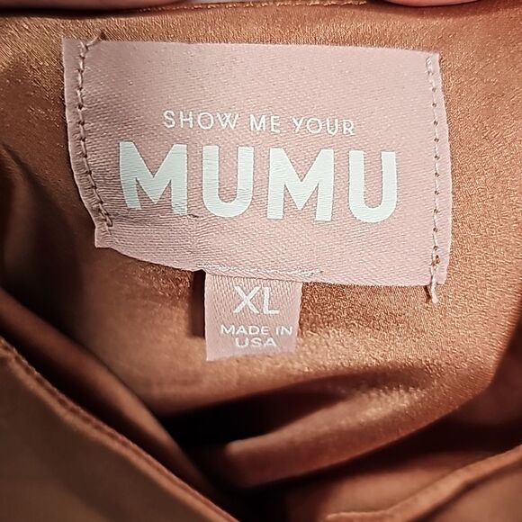 NWOT Show Me Your MuMu Jasmine Halter Maxi Dress In Cooper Luxe Satin - Picture 2 of 8